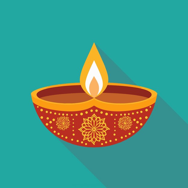 diwali diya lamp flat icon vector art illustration