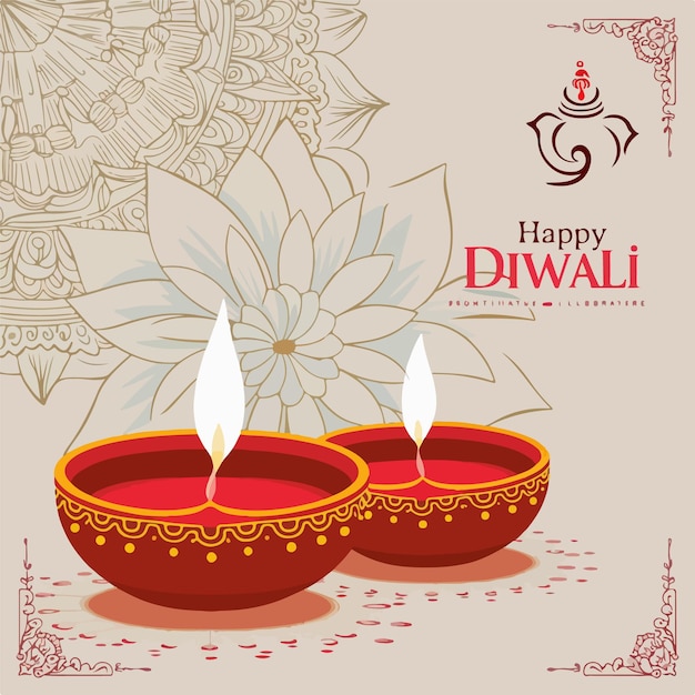 Vector diwali festival background with diya festival of lights vector illustration