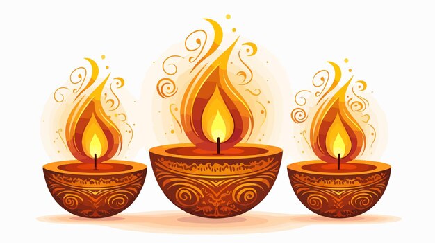 Vector diwali festival diya illustration for hindu celebration