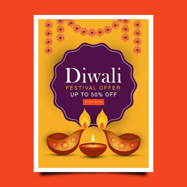 Vector diwali festival offer poster design template