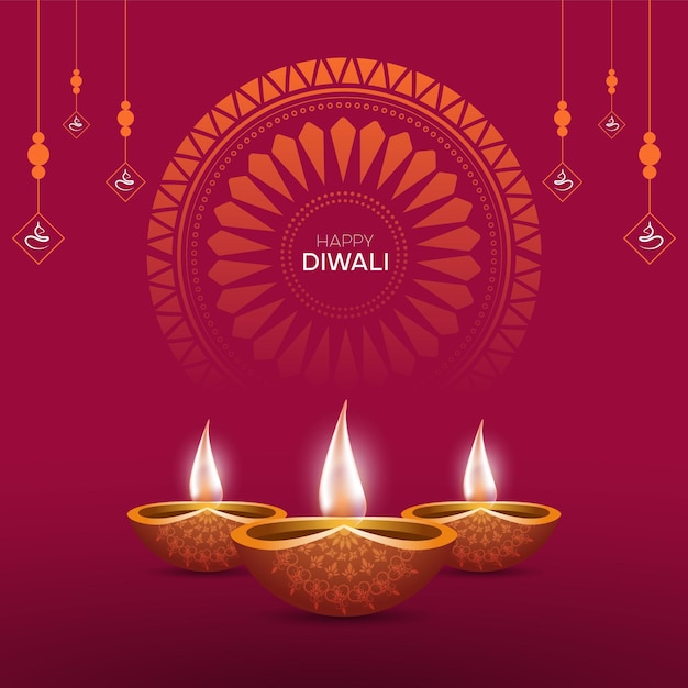 Diwali festive diyas celebration post design