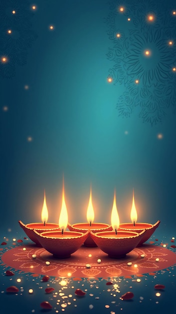 Vector diwali glowing decorative lamps