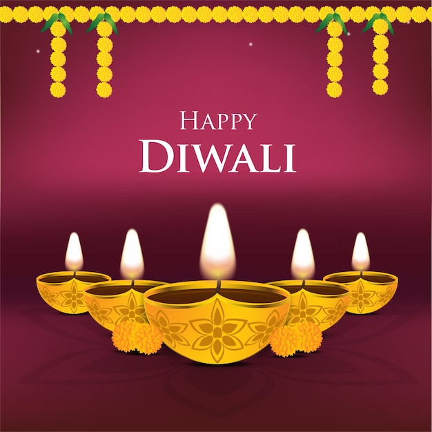 Diwali India Festival Diya Vector Template