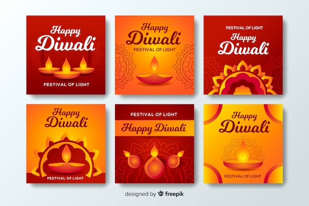 Diwali instagram gradient red post collection