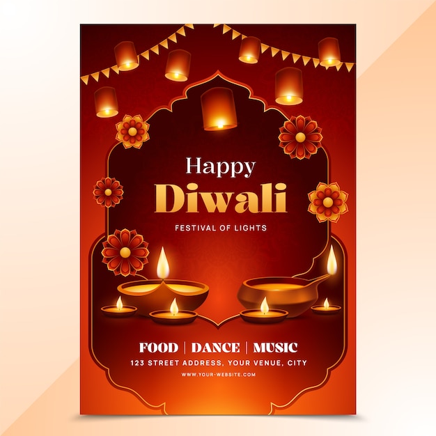 Vector diwali poster in realistic design