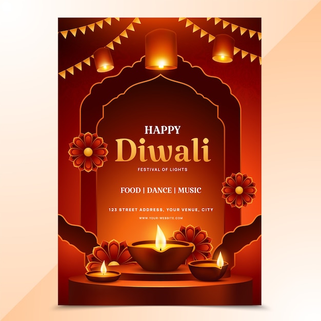 Vector diwali poster in realistic design