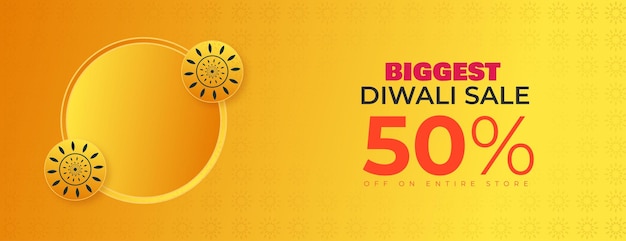 Vector diwali sale yellow colour backgroung with decorate mandala