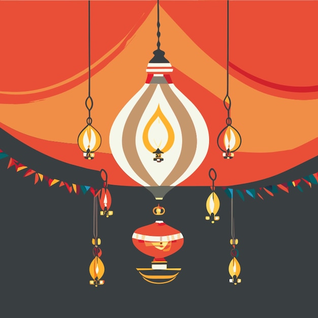 diwali toran hanging vector illustration flat 2