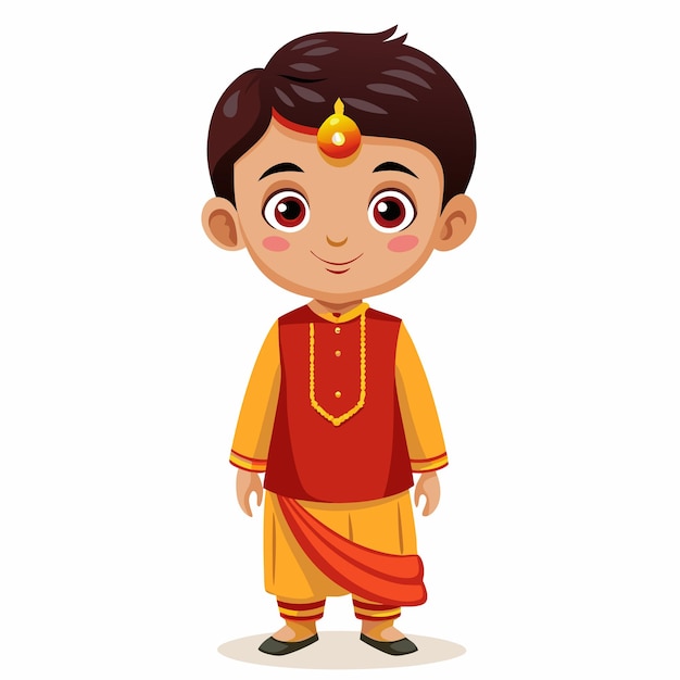 Vector diwalideepavali vector illustration with cute indian kids enjoying firecracker