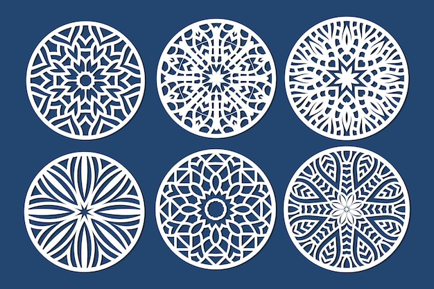 DIY laser cutting patterns. Jigsaw die cut ornaments. Islamic cutout silhouette