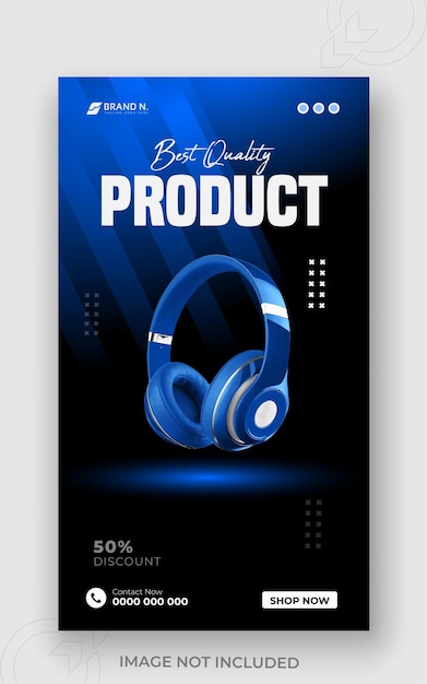 Dj headphone brand product social media and Instagram banner design template