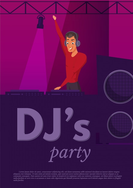 DJ nightclub performance flat color illustration