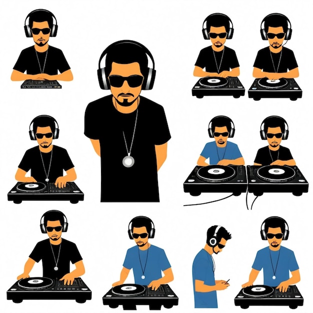 Vector dj vector set white background isolated a high