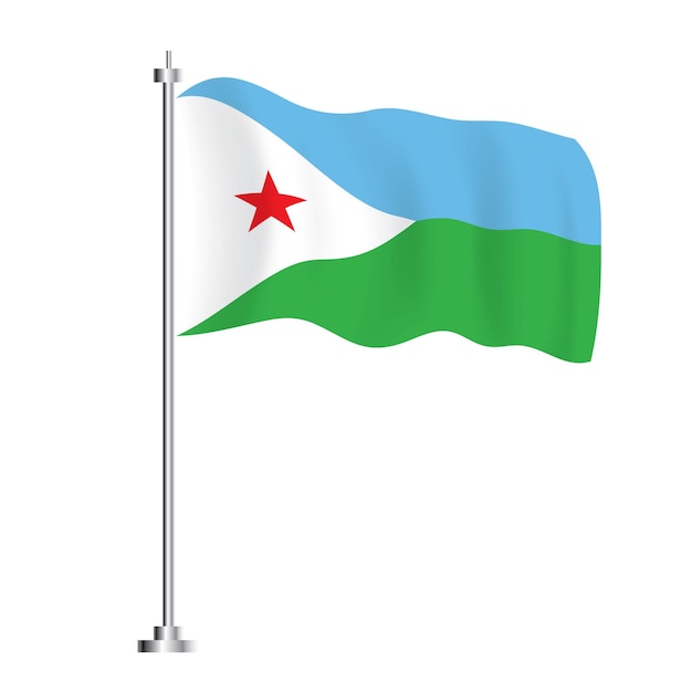 Djibouti Flag Isolated Wave Flag of Djibouti Country