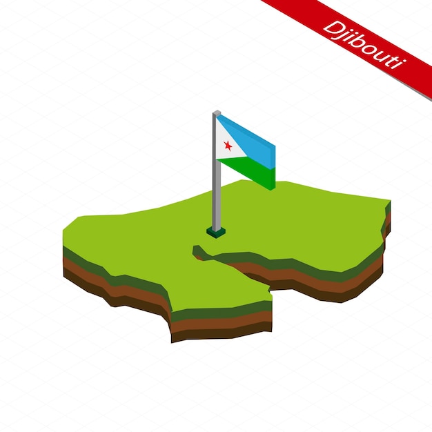 Djibouti Isometric map and flag Vector Illustration