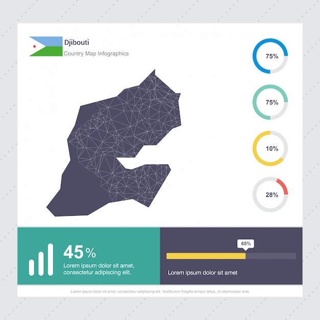 Vector djibouti map & flag infographics template