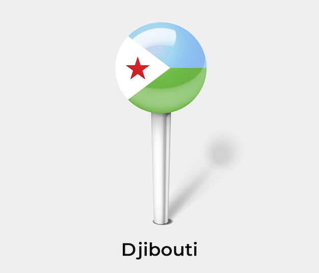 Djibouti push pin for map vector illustration