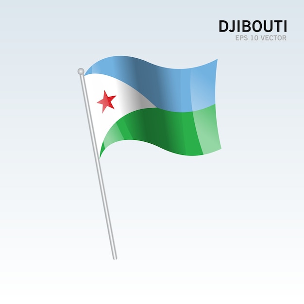 Djibouti waving flag isolated on gray background