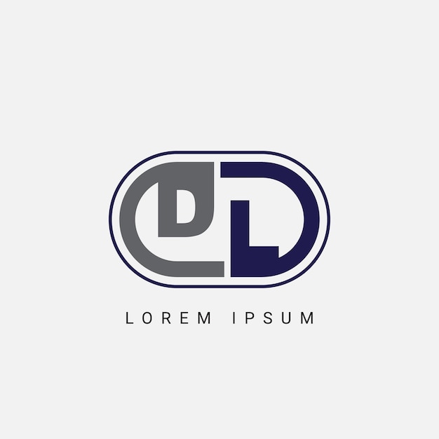 DL or LD Letter Logo Design with a Creative Cut Letter Initial Logo Design