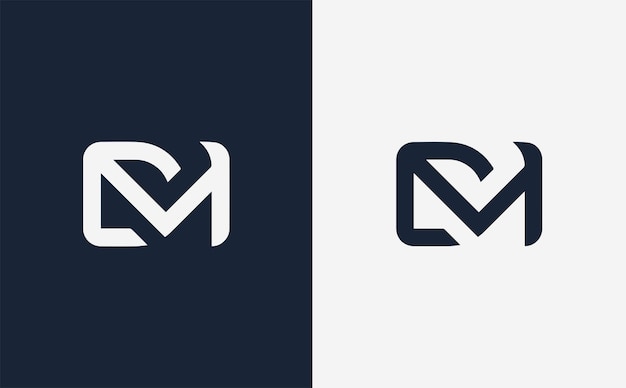 DM elegant creative and modern vector logo design in blue and white color