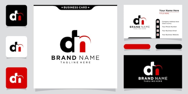 DN initial logo template vector with business card design