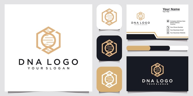 DNA concept logo template and business card