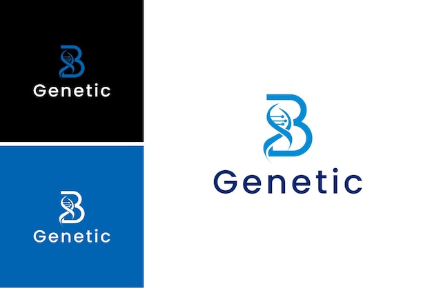 DNA genetic logo design with letter B concept for biotechnology