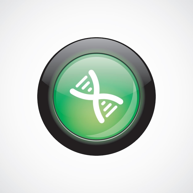 DNA glass sign icon green shiny button. ui website button