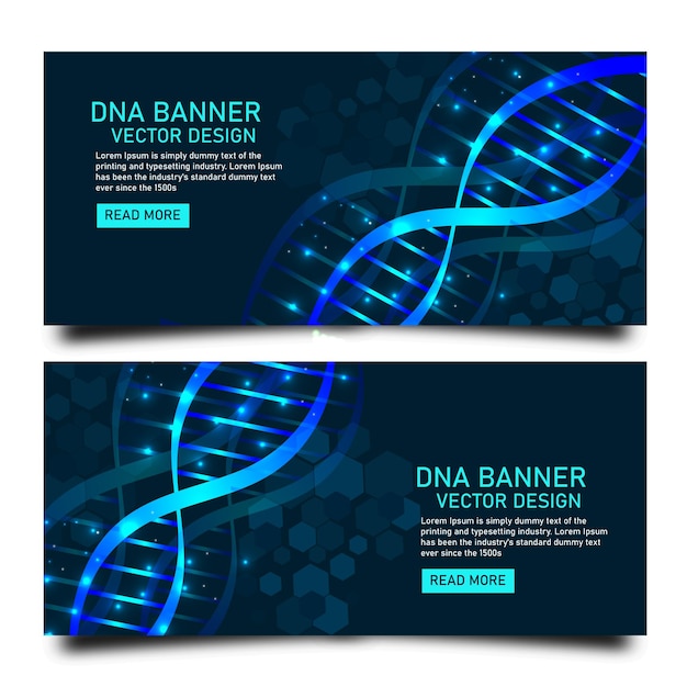 Vector dna horizontal banners set