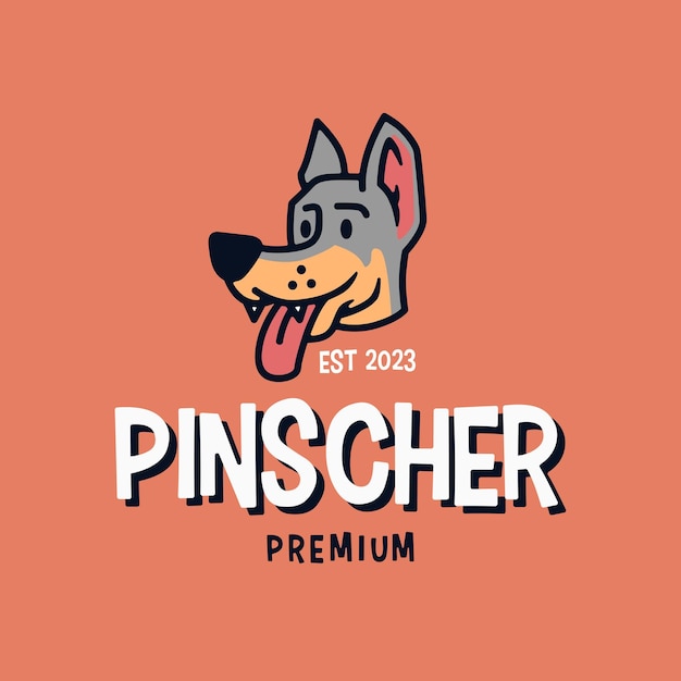 Doberman pinscher dog head mascot cartoon logo vector icon illustration