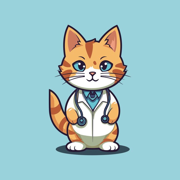 Vector doctor cat a feline in scrubs