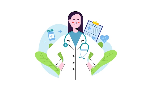 Doctor Character with Stethoscope Vector Illustration Medical Treatment Concept