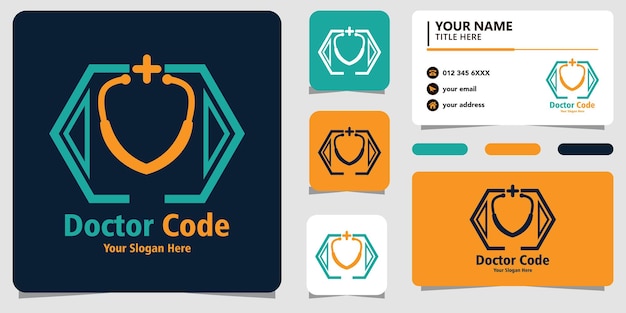 Doctor code with line art and bussiness card