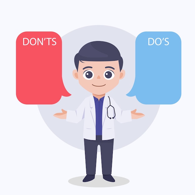 Doctor demoing simple dos and don'ts