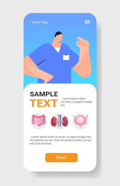 Vector doctor examining anatomical human body internal organs on smartphone screen during video call anatomy medicine science healthcare