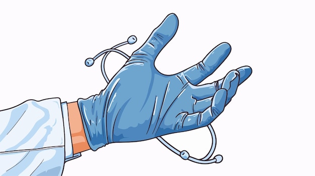 Vector doctor hand on protective glove okay symbol flat icon