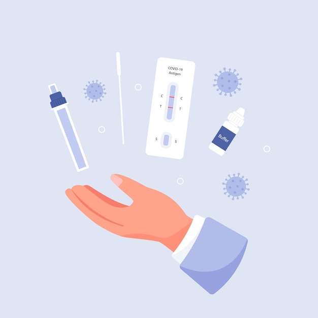 Doctor holding antigen test kit