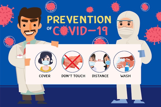 Doctor holding information paper of COVID-19  prevention tips. - 