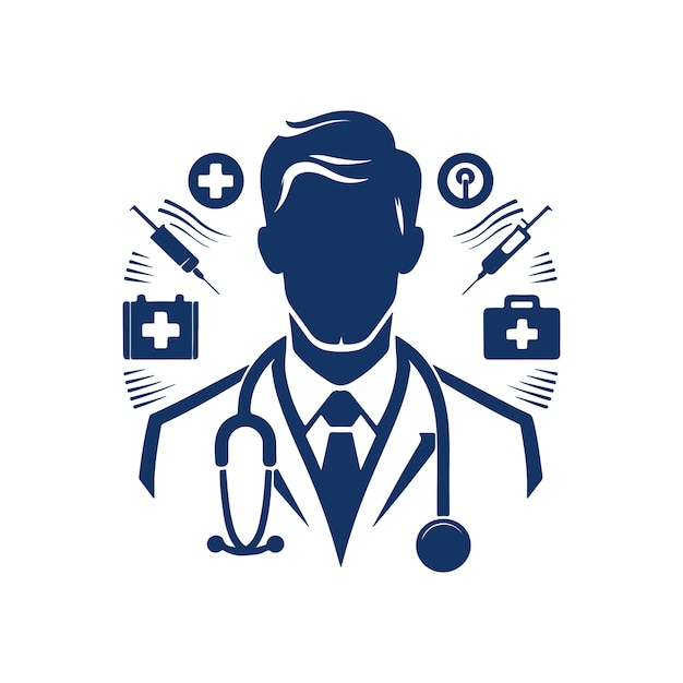 Doctor icon vector silhouette mascot doctor logo