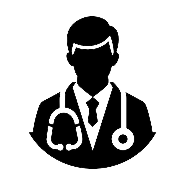 Doctor Icon with Stethoscope Nurse logo medical and health care hospital patient examination vecto