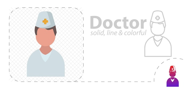 Doctor isolated flat illustration Doctor line icon