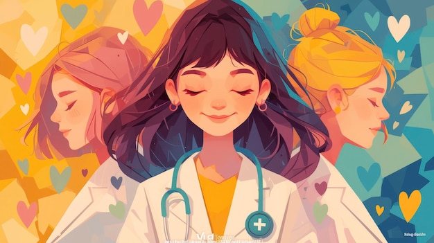 Doctor and nurse vector bacground banner for design