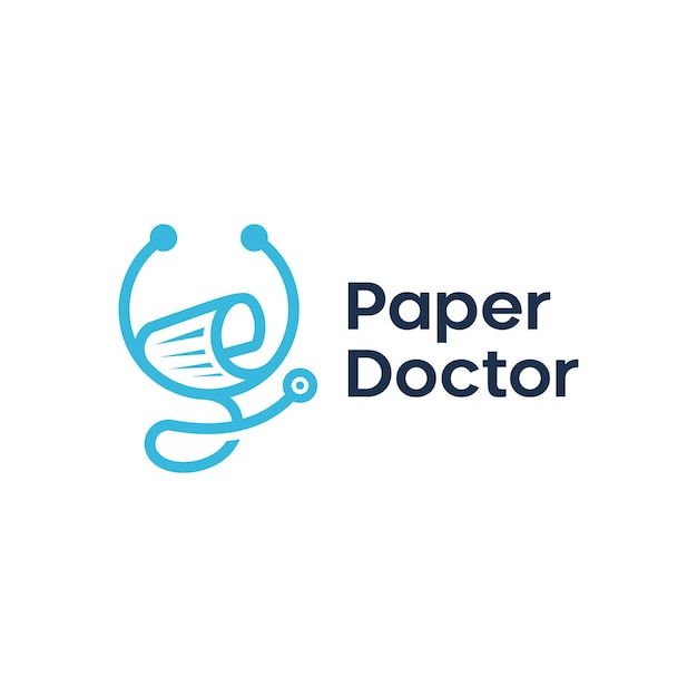 Doctor paper prescription medical logo vector icon line outline Premium Vector