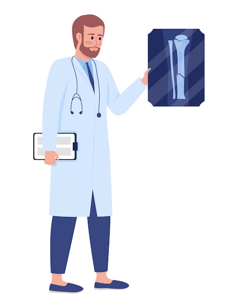 Doctor showing xray picture semi flat color vector character