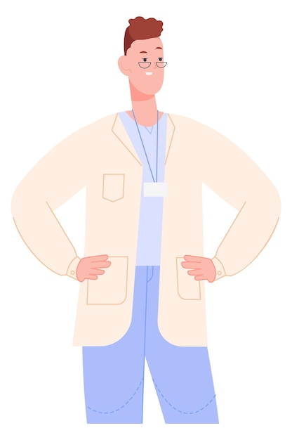 Doctor standing Man in lab coat with crossed arms