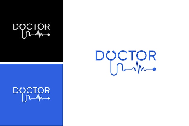 doctor stethoscope logo with pulse vector