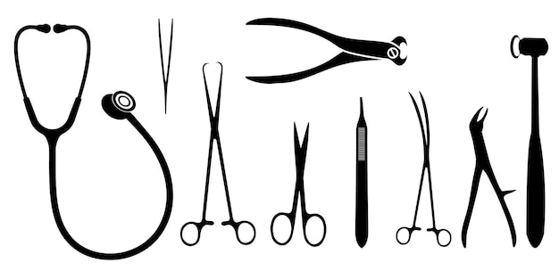 Doctor Tools Vector Silhouette Set