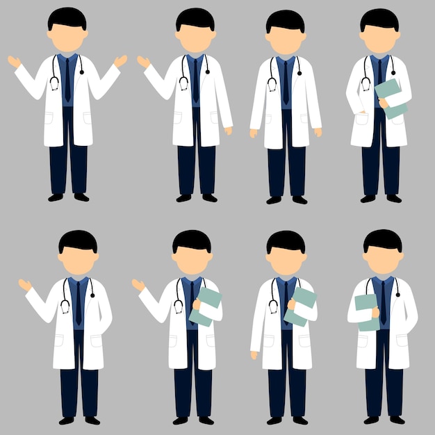 doctor vector cartoon illustration set