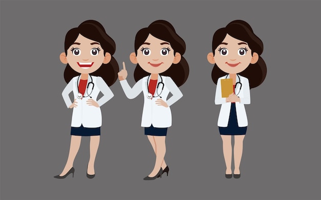 Doctor with different poses. vector