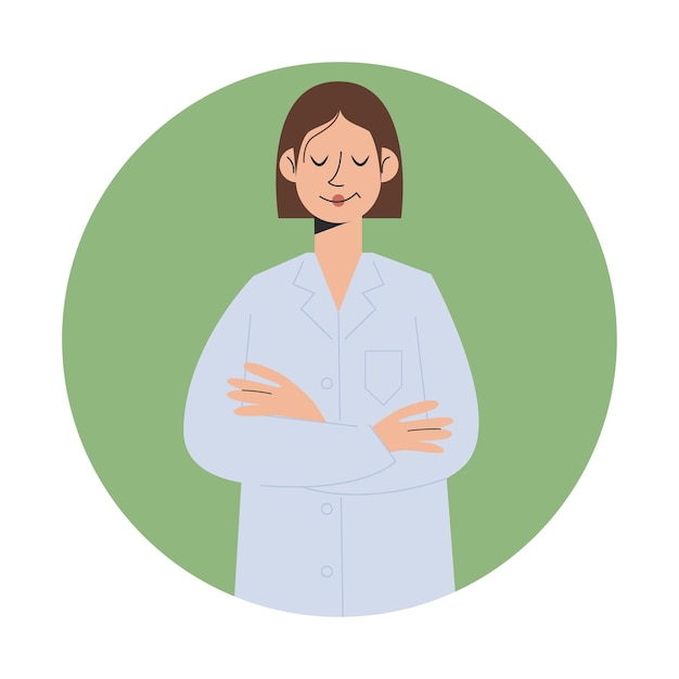 Doctor woman isolated round icons or avatars Healthcare worker Vector illustration in flat style